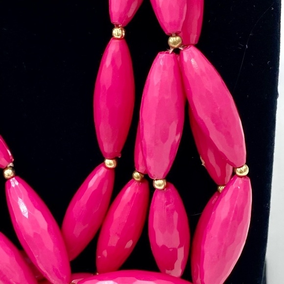 Amrita Singh Statement Multi-Strand Hot Pink Beads and Gold Tone Chain Necklace - Picture 3 of 15